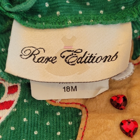 Rare Editions 18 Months Green Polka Dot Dress with Gingerbread Appliqué - Picture 4 of 4